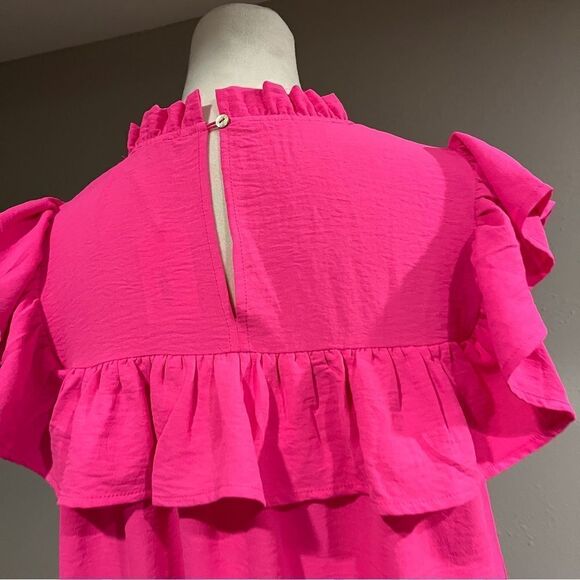 Pink ruffle sleeves mini a-line dress - Picture 6 of 12
